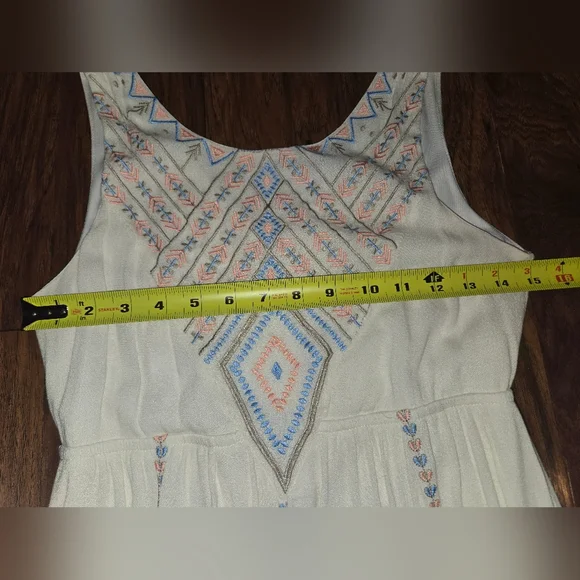Altar'd State White Geometric Embroidered Maxi Dress Size Small - Picture 4 of 7